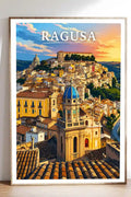 Poster Ragusa Stampa Manifesto Vintage Retro Illustrato