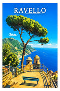 Poster Ravello Stampa Manifesto Vintage Retro Illustrato