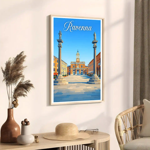 Poster Ravenna Stampa Manifesto Vintage Retro Illustrato