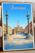 Poster Ravenna Stampa Manifesto Vintage Retro Illustrato