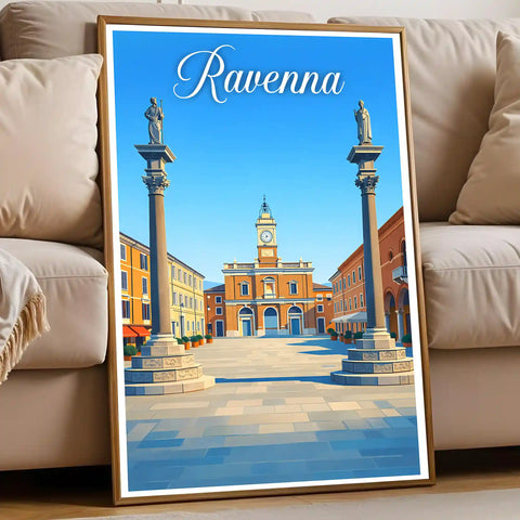 Poster Ravenna Stampa Manifesto Vintage Retro Illustrato