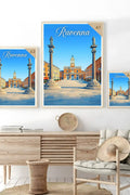 Poster Ravenna Stampa Manifesto Vintage Retro Illustrato