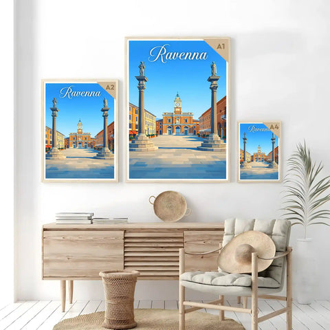 Poster Ravenna Stampa Manifesto Vintage Retro Illustrato