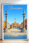 Poster Ravenna Stampa Manifesto Vintage Retro Illustrato
