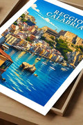 Poster Reggio Calabria Stampa Manifesto Vintage Retro Illustrato