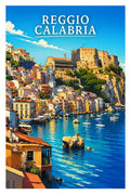 Poster Reggio Calabria Stampa Manifesto Vintage Retro Illustrato