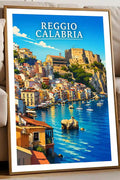 Poster Reggio Calabria Stampa Manifesto Vintage Retro Illustrato