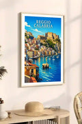 Poster Reggio Calabria Stampa Manifesto Vintage Retro Illustrato