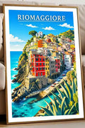Poster Riomaggiore Stampa Manifesto Vintage Retro Illustrato