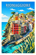 Poster Riomaggiore Stampa Manifesto Vintage Retro Illustrato