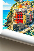 Poster Riomaggiore Stampa Manifesto Vintage Retro Illustrato