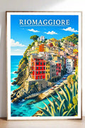Poster Riomaggiore Stampa Manifesto Vintage Retro Illustrato
