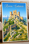 Poster Rocca Calascio Stampa Manifesto Vintage Retro Illustrato