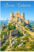 Poster Rocca Calascio Stampa Manifesto Vintage Retro Illustrato