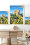 Poster Rocca Calascio Stampa Manifesto Vintage Retro Illustrato
