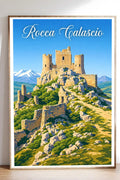 Poster Rocca Calascio Stampa Manifesto Vintage Retro Illustrato