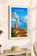 Poster Saluzzo Stampa Manifesto Vintage Retro Illustrato