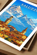 Poster Saluzzo Stampa Manifesto Vintage Retro Illustrato