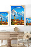 Poster Saluzzo Stampa Manifesto Vintage Retro Illustrato
