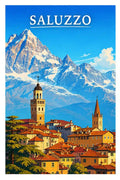 Poster Saluzzo Stampa Manifesto Vintage Retro Illustrato