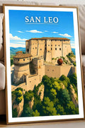 Poster San Leo Stampa Manifesto Vintage Retro Illustrato