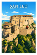 Poster San Leo Stampa Manifesto Vintage Retro Illustrato
