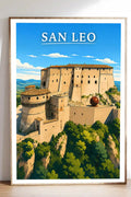 Poster San Leo Stampa Manifesto Vintage Retro Illustrato