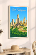 Poster San Gimignano Stampa Manifesto Vintage Retro Illustrato