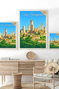 Poster San Gimignano Stampa Manifesto Vintage Retro Illustrato