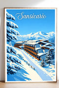 Poster Sansicario Stampa Vintage Retro Illustration