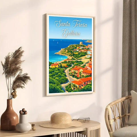 Poster Santa Teresa Gallura Stampa Manifesto Vintage Retro Illustrato