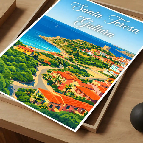 Poster Santa Teresa Gallura Stampa Manifesto Vintage Retro Illustrato