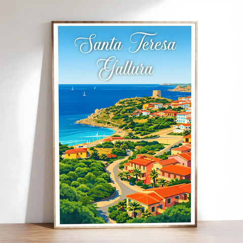 Poster Santa Teresa Gallura Stampa Manifesto Vintage Retro Illustrato