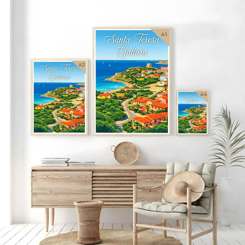 Poster Santa Teresa Gallura Stampa Manifesto Vintage Retro Illustrato