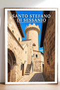Poster Santo Stefano di Sessanio Stampa Manifesto Vintage Retro Illustrato