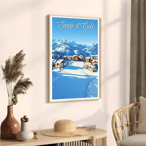 Poster Sauze d'Oulx Stampa Vintage Retro Illustration