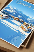 Poster Sauze d'Oulx Stampa Vintage Retro Illustration