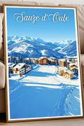 Poster Sauze d'Oulx Stampa Vintage Retro Illustration