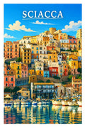 Poster Sciacca Stampa Manifesto Vintage Retro Illustrato