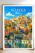 Poster Sciacca Stampa Manifesto Vintage Retro Illustrato