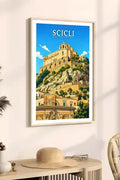 Poster Scicli Stampa Manifesto Vintage Retro Illustrato