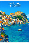 Poster Scilla Stampa Manifesto Vintage Retro Illustrato
