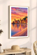Poster Sestri Levante Stampa Manifesto Vintage Retro Illustrato