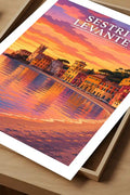 Poster Sestri Levante Stampa Manifesto Vintage Retro Illustrato