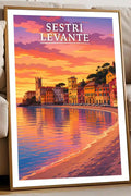 Poster Sestri Levante Stampa Manifesto Vintage Retro Illustrato