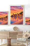 Poster Sestri Levante Stampa Manifesto Vintage Retro Illustrato