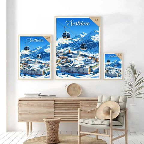Poster Sestriere Stampa Vintage Retro Illustration