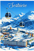 Poster Sestriere Stampa Vintage Retro Illustration