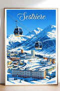 Poster Sestriere Stampa Vintage Retro Illustration