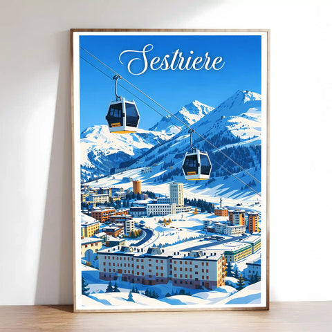 Poster Sestriere Stampa Vintage Retro Illustration